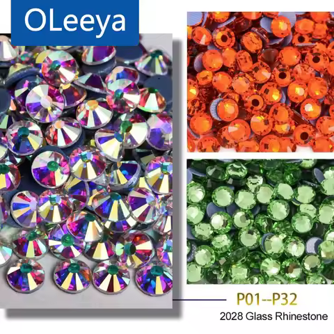 OLeeya P01-P32 Hotfix Rhinestones SS6-SS30 Better DMC Hot Fix Strass Crystal AB Glass Iron On Crysta