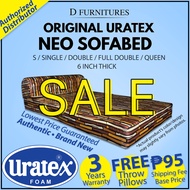 Original URATEX 6 Inch Thick Neo Sofa Bed with Pillow - Single / Double / Full Double / Queen / King