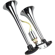 แตรด่วนไฟฟ้าปากเหล็ก 2 ปากยาว แตรลม สำหรับ รถบรรทุก รถบัส รถทัวร์ รถสิบล้อ เรือ รถบรรทุก ใช้ได้ทั้ง 