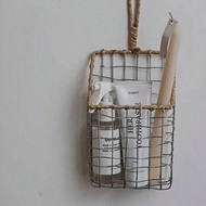 Wire Woven Sundries Storage Basket, Home Wall-Mounted Storage Basket, Magazine And Newspaper Rack (T