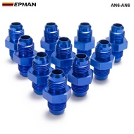 10PCS/LOT Blue 6AN AN6 Flare Union Aluminum Fitting Hose End Connector Fitting Adapter For Oil Coole