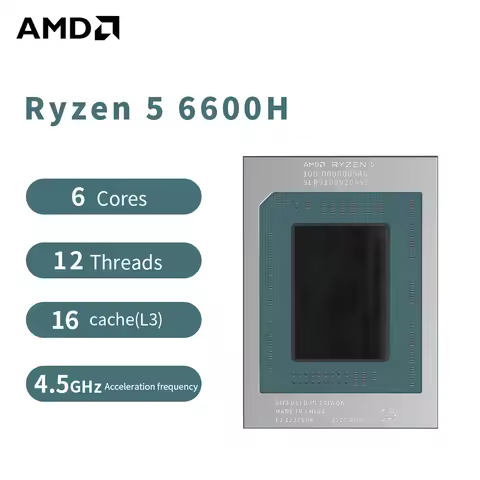 AMD R5 6600H Laptop CPU Ryzen 5 6600H Processor 4.5GHz 6-Core 12-Thread 3MB Game Cache 6NM TDP 45W F
