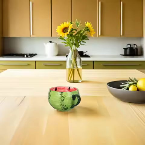 Watermelon Ceramic Mug 3D Fruit Design 8 Ounce Summer Mug Coffee Cup Handle Milk Tea Cup Mothers Day