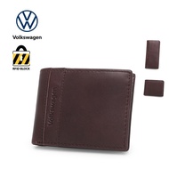 [CLEARANCE]-Volkswagen Genuine Leather RFID Bifold Long Wallet / Short Wallet VWW 149 Brown