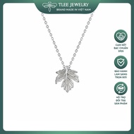 TLEE S925 women's silver necklace with maple leaf shape meaning luck, prosperity and happiness TLEE 