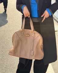 中古包 YSL 聖羅蘭 奶茶色牛皮肩背包