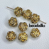 MAWAR [1pcs] 18k Gold Plated Rose Spacer size 9mm