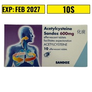 Sandoz Effervescent Tablet 600mg 10s – Fast Relief for Phlegmy Cough & Chest Congestion Fluimucil