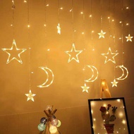 3.5M Star Moon LED Curtain String Garland Birthdays Wedding New Year Party Fairy Light 220V EU Plug 