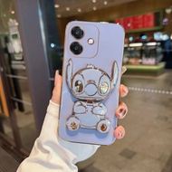 Soft Case Oppo A3x A5i A3 Pro A60 A79 A18 A38 A98 A58 A78 4G 5G Silicon Mirror Stand Stitch Plating