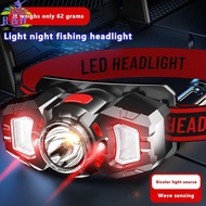 【B&H】 Outdoor LED Headlamp Smart Sensor Dual Light Source Headwear 10-15h Fishing Light {vn}