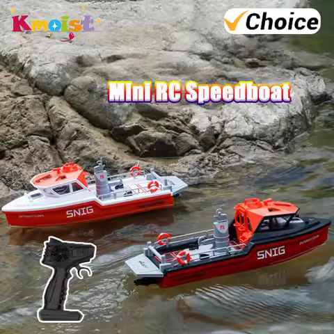 2.4G 1/32 Mini Remote Control Rescue Ship 8km/h High Speed RC Boat Kids Simulation Model Tugboat Tow