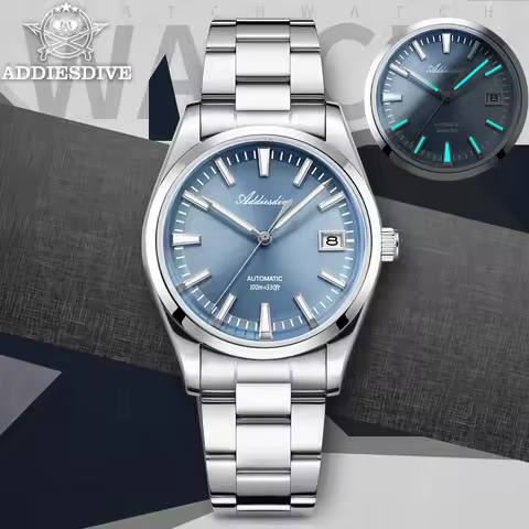 ADDIESDIVE 39mm Automatic Mechanical Watch Japan NH35A 100m Waterproof Bubble Mirror Glass BGW9 Supe