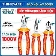 Set of 3 Total THT2K0302 insulated pliers, 8 inch dental pliers, Cr-V steel, insulated up to 1000V, 