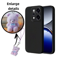 "1+1 Set, Including 1 Black Sandstone Phone Case And 1 Purple Bear Phone Charm. It Is Suitable For O