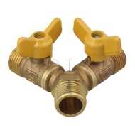 Dual Shut-off Controls Valve Y Connector 3 Way Metal Splitter Valve Brass