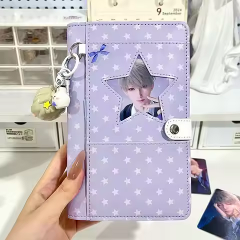 A6 Purple Star Cute Japanese Loose-Leaf Book Unique Design Student Party Book Keeping Accounts Note