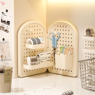 Corner Desktop Pegboard Organizer, Foldable Wall Mount No Drill Storage Rack, DIY Hole Board Holder 