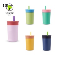 QIUJU Toddler Cup with Straw, Insulation Stainless Steel Kids Water Bottle, Easy To Clean Spill Resi