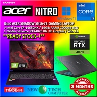 #AN149 USED ACER SHADOW SH16-72 Gaming Laptop intel Core i7-14650HX 16GB 1TB SSD Nvidia RTX4070 RTX 
