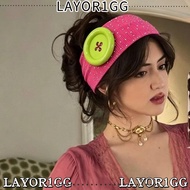 LAYOR1GG Button Hairband, Large Button Colorful Elastic Hairband,  Vintage Style Shining dots Polyes