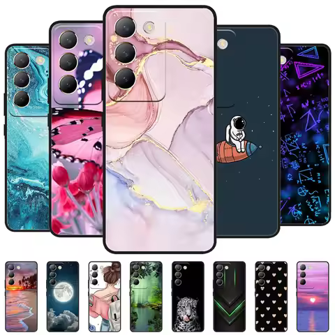 For vivo V40 SE Case 2024 Silicone Bumper Soft Covers for vivo V40 SE 5G Cases V40SE Cartoon Painted