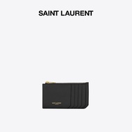 YSL/Saint Laurent Lady FRAGMENTS Black Grain Leather Zipper Card Holder Card Holder