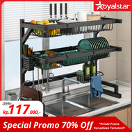 Royalstar Rak Piring Wastafel Stainless Steel Hitam Rak Wastafel Peralatan Dapur Rak Piring Wastafel