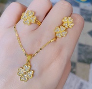 18k 3in1 Bangkok gold class A earring necklace ring size adjustable