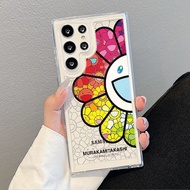Murakami Takashi Colorful Sunflower Hard Clear Case for Samsung S26 S25 Ultra S24 Ultra S25FE A56 S2