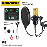 ☋○RIWORAL V9 sound card complete set condenser Microphone for live streaming recording original