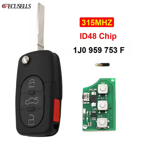 Ecusells 4B Remote Key 1J0 959 753 F 315MHZ ID48 Chip 1J0959753F for V-W/VolksWagen Beetle Golf Pass