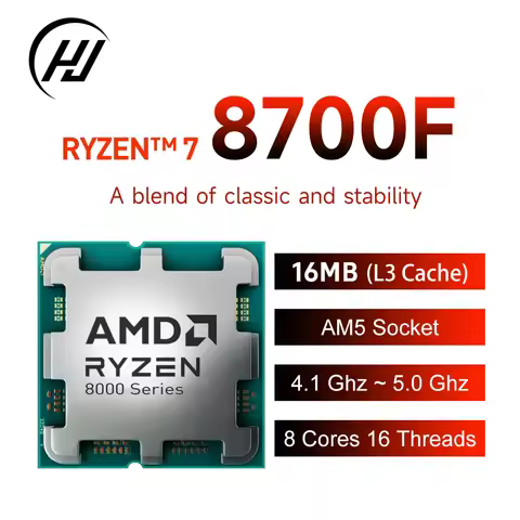 AMD Ryzen 7 8700F R7 8700F CPU 8 Cores 16 Threads 5GHz New Desktop Computer Processor with AM5 Socke