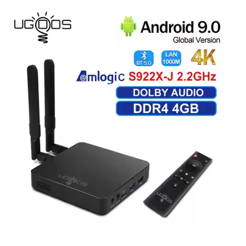Original UGOOS AM6B Plus Android 9.0 TV Box S922X-J 2.2GHz 4GB DDR4 RAM 32GB ROM WiFi 6 1000M LAN Bl