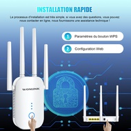 Wonlink Wireless WiFi Range Extender 1200Mbps Dual-Band WiFi Repeater 2.4/5Ghz Wi fi Extender, with 4 Ethernet Antennas WL-NE3501W
