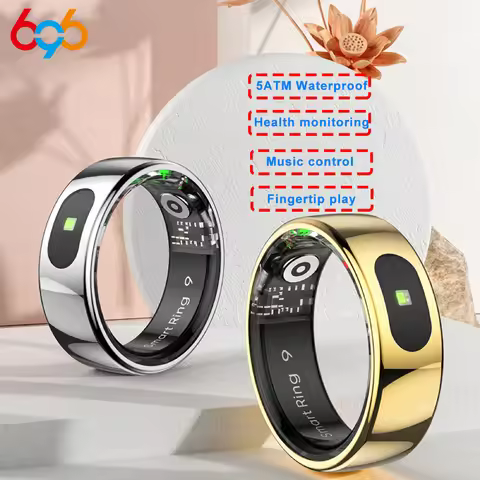 Smart Ring Men Women Fashion 5ATM Waterproof Heart Rate Temperature Blood Oxygen Sports Information 