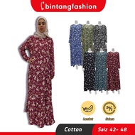 Bintang Fashion Dress Muslimah Ruffle Cotton Saiz Besa | Jubah Dress |  Women's Floral Long Sleeve Print Dress Plus Size