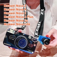 Case For Huawei Nova 2 Plus Huawei Nova 4 Nova 3 Nova 2 Huawei Nova 2s Huawei Nova Lite Retro Camera lanyard Casing Grip Stand Holder Silicon Phone Case Cover With Camera Doll
