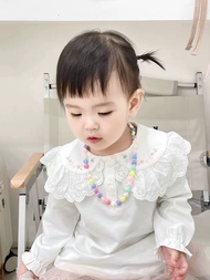 INS Style Children's Necklace Handmade Cute Dopamine Beaded Necklace Girl Color Smiley Flower Pearl 