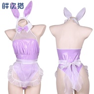 Purple Maid Suit Bunny Girl, Sexy Uniform Patent Leather Original Bunny Suit cos Private Leather Hom