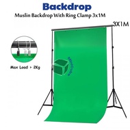3Mx1M Muslin Photo Background Studio Screen Backdrop Cloth with Stand