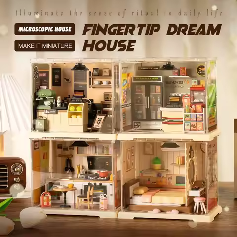 Miniature Bedroom 3D Puzzle Model Super Store Series Happy Meals Kitchen Plastic DIY Miniature House