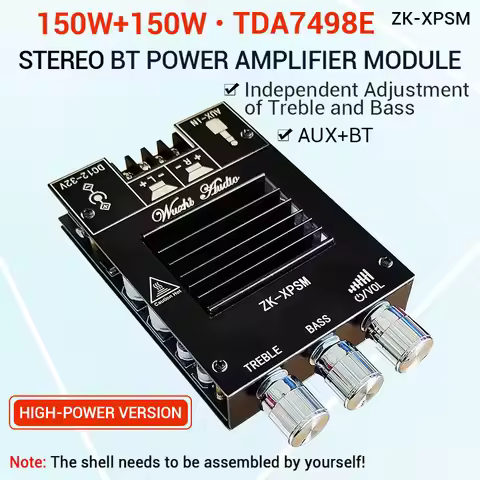 TDA7498E 2*150W Audio Power Amplifier BT 5.0 Stereo Subwoofer HiFi Class D Digital Music Home Theate