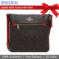 Coach Handbag In Gift Box Crossbody Bag Signature Rowan File Bag Brown 1941 Red # C1554D1