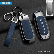 DTH Car Zinc Alloy Leather Remote Fob Key Case Cover Holder Chain For Chery OMODA 5 2023 Car Interio