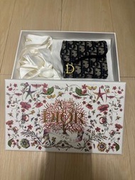 Dior Saddle Lotus 銀包 藍色 Dior Oblique 緹花