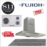 FUJIOH FR-MT1990 R/V  900MM CHIMNEY COOKER HOOD WITH GLASS PANEL  +  FUJIOH FH-GS5030 SVSS STAINLESS STEEL GAS HOB WITH 3 DIFFERENT BURNER SIZE BUNDLE DEAL