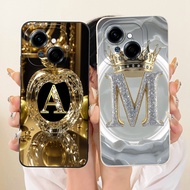 Casing Tecno Spark Go 1 Case Aesthetic Luxury A-Z Letters Fashion Crown 2D Painted Back Cover Techno