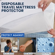 DISPOSABLE TRAVEL ANTI ALLERGEN DUST MITES / BED BUG BITES BED PROTECTOR SET