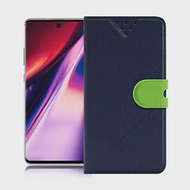 NISDA for 三星 Samsung Galaxy Note 10+ 風格磨砂側翻支架皮套藍